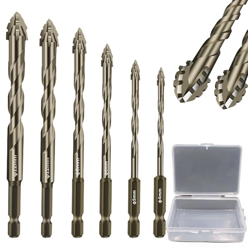 New Four-Flute Sawtooth Eccentric Drill Bit, Cozy Hoome Drill Bits, Efficient Drill and Tap Set, Titanium-Coated Design Drill Bit, High-Strength Eccentric Twist Drill Bit (4+5+6+8+10+12mm) von Syeefula