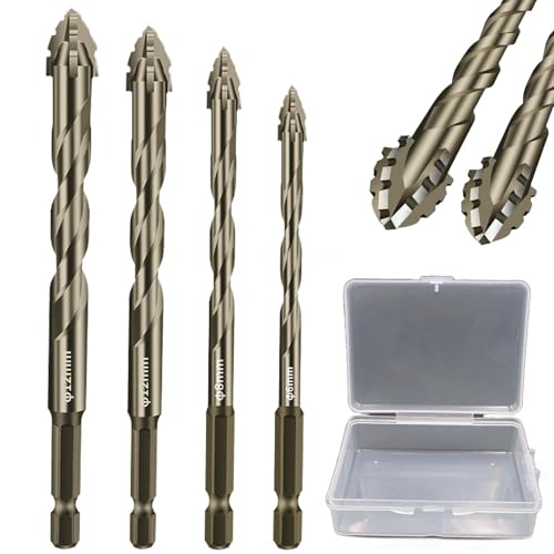 New Four-Flute Sawtooth Eccentric Drill Bit, Cozy Hoome Drill Bits, Efficient Drill and Tap Set, Titanium-Coated Design Drill Bit, High-Strength Eccentric Twist Drill Bit (6+8+10+12mm) von Syeefula