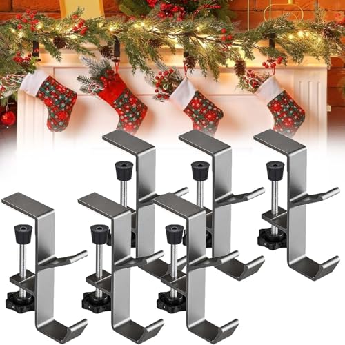 Syeefula Fireplace Stocking and Garland Hanger, Garland and Stocking Mantel Holders, Adjustable Heavy Duty Brick Hanger, 2 in 1 Mantel Hanger for Garland, for Home Party Decoration (6PCS,Gray) von Syeefula