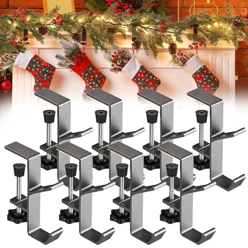 Syeefula Fireplace Stocking and Garland Hanger, Garland and Stocking Mantel Holders, Adjustable Heavy Duty Brick Hanger, 2 in 1 Mantel Hanger for Garland, for Home Party Decoration (8PCS,Gray) von Syeefula