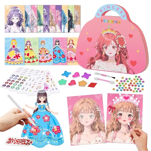 Prinzessin Dress Me Up Stickerbuch Spielzeug Prinzessin Dress Up Kreativset zum Basteln DIY Handmalerei für Kinder Set Prinzessin Diamond Painting Kreatives für Mädchen Geschenk Mädchen ab 4 Jahre von Syhdfxknp