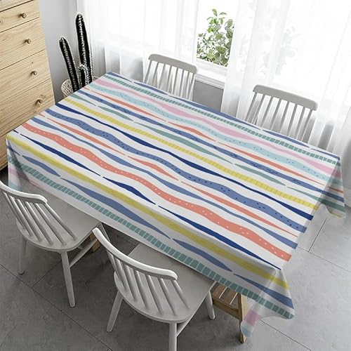 Klein Tischdecke 80x80 cm - Tischdecke Outdoor Abwaschbar Gartentischdecke Eckig Tischdecken Wasserabweisend Fleckschutz für Geburtstag Bierzeltgarnitur - Regenbogen Streifen von Syhi Qlty