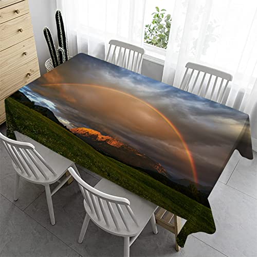 Syhi Qlty Bierzeltgarnitur Klein Tischdecke Abwaschbar 100x140 cm - Tischdecke Outdoor Tischdecken Fleckschutz Gartentischdecke Wasserabweisend Stoff Table Cloth - Gras-Regenbogen von Syhi Qlty