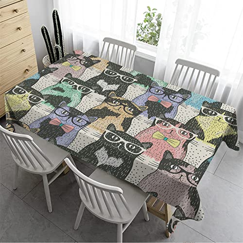 Syhi Qlty Tischdecke Klein 100x100 cm - Tischdecke Abwaschbar Outdoor Tischdecken Wetterfest Biertisch Tischdecke für Kindergeburtstag Garten Party Hochzeit - Katzen Süß von Syhi Qlty