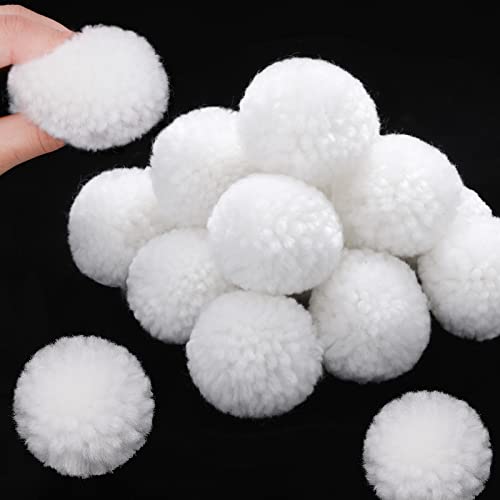 20 Stück Garn Pom Poms Weihnachtsgarn Pompoms Pom Pom Bälle für DIY Handarbeit Handwerk Zuhause Weihnachten Thanksgiving Party Urlaub Hängende Dekorationen (Weiß, 5,1 cm) von Syhood