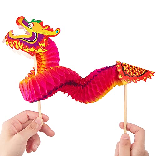 6 Packungen Chinesischer Drache Papier Puppen Handwerk Drache Puppen Handgemachte Chinesisches Neujahr Dekoration Kunst für Frauen Männer Mädchen Jungen DIY Handwerk Geschenke Haus Dekore von Syhood