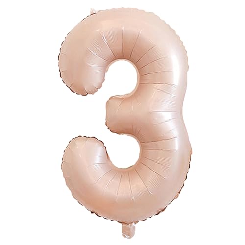 101.6 cm Big Number Balloon, Large Foil Helium Number Balloons, 3 Jumbo Giant Happy Birthday Party Decorations, Pink von Syibelters