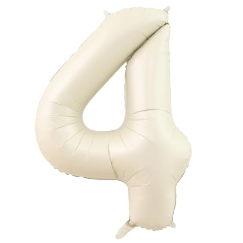 101.6 cm Große Zahlen Luftballons 0-9, Zahl 4 Ziffern 4 Heliumballons, Riesenfolie Mylar Big Number Ballon für Geburtstagsfeier Jubiläum, Beige von Syibelters