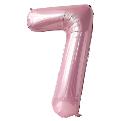 106,7 cm großer Ballon mit Zahl 7, Mylar-Folie, Heliumballons, Zahlen-Folienballon für Jahrestag, Geburtstag, Party-Dekorationen, Rosa von Syibelters