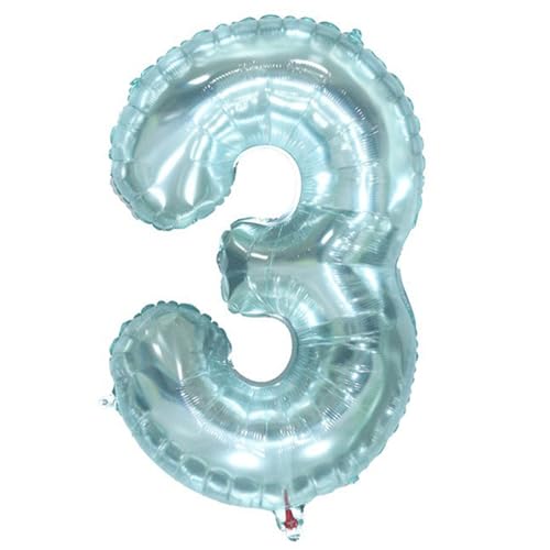 40 Zoll große Zahl 4D Folienballons, Extra Big Giant Jumbo Folie Helium Mylar Nummer 3 Ballon für Geburtstagsfeier Blau von Syibelters