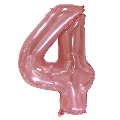 40 Zoll große Zahl 4D Folienballons, Extra Big Giant Jumbo Folie Helium Mylar Nummer 4 Ballon für Geburtstagsfeier, Rosa von Syibelters