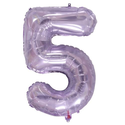 40 Zoll große Zahl 4D Folienballons, Extra Big Giant Jumbo Folie Helium Mylar Nummer 5 Ballon für Geburtstagsfeier Lila von Syibelters