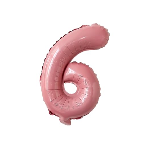 Rosa 40,6 cm große Zahl 6 Luftballons, extra große Folie, riesiger Jumbo-Helium-Mylar-Zahlenballon mit Strohhalm, für Geburtstagsparty, Dusche, Abschlussfeier von Syibelters