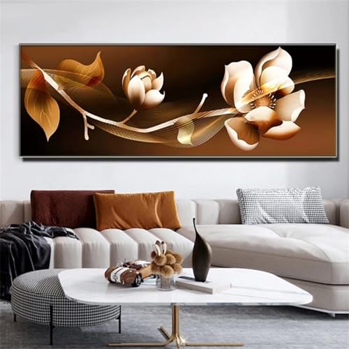 DIY 5D Diamant Malerei,Diamond Painting Groß，Kristall Strass Stickerei Bilder Diamant Malerei Kits für Geschenk/Wanddekoration Schwarze Goldene Rose Blume 50x150cm-20x60 inch s-568 von Syiboo