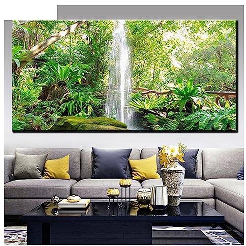 Diamond Painting Dschungel-Wasserfall,Malen Nach Zahlen Erwachsene,DIY Diamant Painting Bilder,Cross Stickerei Groß Diamant Malerei Kits,Schlafzimmer Büro Wand Dekoration 80x160cm（32x64in von Syiboo