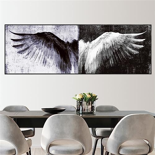 Diamond Painting Flügel schwarz weiß,Malen Nach Zahlen Erwachsene,DIY Diamant Painting Bilder,Cross Stickerei Groß Diamant Malerei Kits,Schlafzimmer Büro Wand Dekoration 60x120cm（24x48in von Syiboo