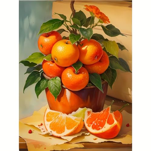 Diamond Painting Mandarine 5D DIY Diamond Painting 30x40cm,Obst Diamond Painting Erwachsene Bastelset,Full Drill Eckige Diamant Art Painting Stickerei Set,Zimmer Deko Wohnzimmer,Geschenk -Y806 von Syiboo