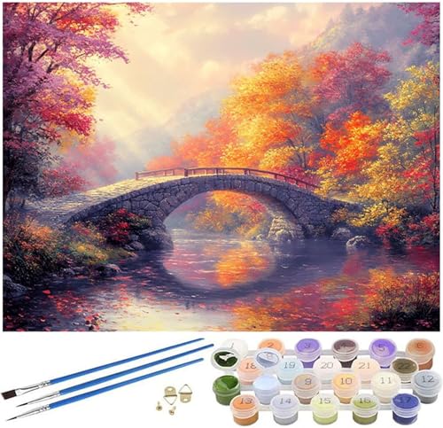 Malen Nach Zahlen Erwachsene Herbst Paint by Numbers Landschaft Malen Nach Zahlen Kinder, 30x40cm Knitterfreie Leinwand Ölgemälde Set mit Pinsel und Acrylfarbe, Wanddeko, Geschenke für Frauen -6 von Syiboo