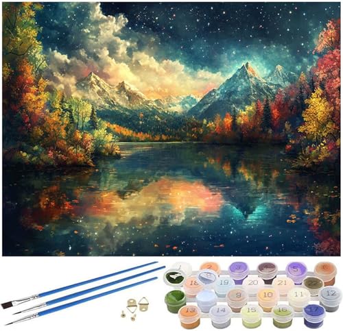 Malen Nach Zahlen Erwachsene Herbst Paint by Numbers Landschaft Malen Nach Zahlen Kinder, 40x60cm Knitterfreie Leinwand Ölgemälde Set mit Pinsel und Acrylfarbe, Wanddeko, Geschenke für Frauen -99 von Syiboo