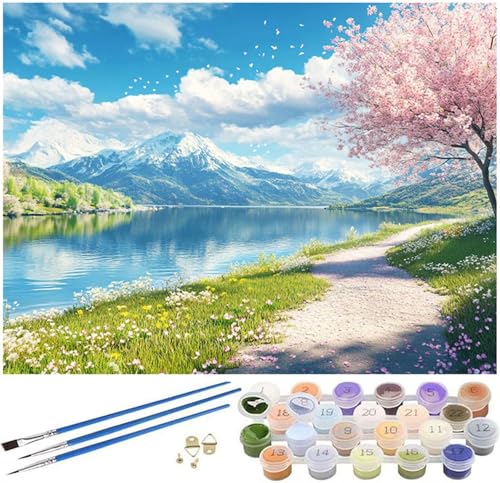 Malen Nach Zahlen Erwachsene Japan Paint by Numbers Landschaft Malen Nach Zahlen Kinder, 30x40cm Knitterfreie Leinwand Ölgemälde Set mit Pinsel und Acrylfarbe, Wanddeko, Geschenke für Frauen -378 von Syiboo