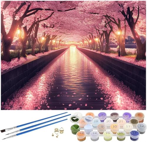 Malen Nach Zahlen Erwachsene Japan Paint by Numbers Landschaft Malen Nach Zahlen Kinder, 40x70cm Knitterfreie Leinwand Ölgemälde Set mit Pinsel und Acrylfarbe, Wanddeko, Geschenke für Frauen -365 von Syiboo