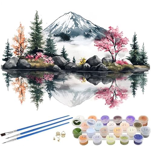 Malen Nach Zahlen Erwachsene Japan Paint by Numbers Mt. Fuji Malen Nach Zahlen Kinder, 35x45cm Knitterfreie Leinwand Ölgemälde Set mit Pinsel und Acrylfarbe, Wanddeko, Geschenke für Frauen -379 von Syiboo