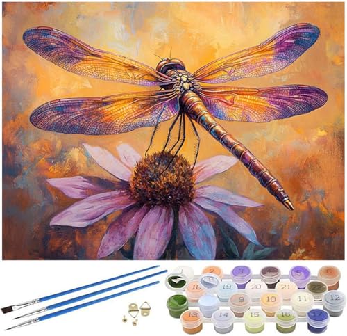 Malen Nach Zahlen Erwachsene Libelle Paint by Numbers Blume Malen Nach Zahlen Kinder, 90x150cm Knitterfreie Leinwand Ölgemälde Set mit Pinsel und Acrylfarbe, Wanddeko, Geschenke für Frauen -294 von Syiboo