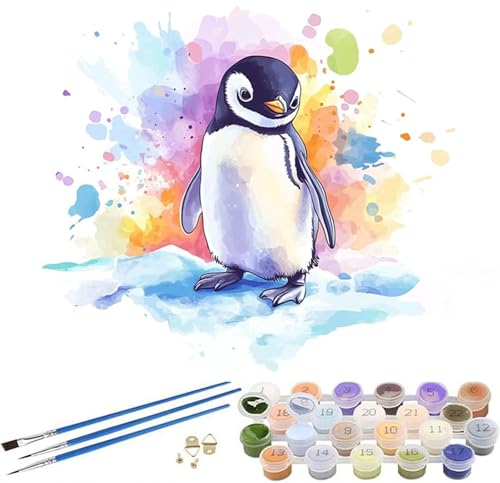 Malen Nach Zahlen Erwachsene Tier, Pinguin Malen Nach Zahlen ab 7 Jahre Mädchen Geschenk, DIY Kinder Paint by Numbers 30x40cm Leinwand mit Pinseln und Acrylpigment für Zimmer Deko Aesthetic -326 von Syiboo