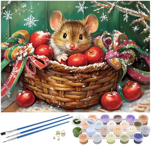 Malen Nach Zahlen Erwachsene Weihnachten Paint by Numbers Tier Malen Nach Zahlen Kinder, 35x45cm Knitterfreie Leinwand Ölgemälde Set mit Pinsel und Acrylfarbe, Wanddeko, Geschenke für Frauen -328 von Syiboo