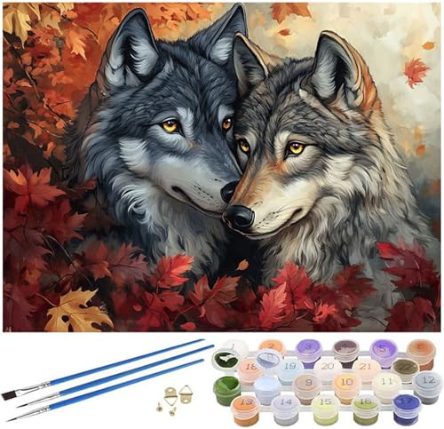 Malen Nach Zahlen Erwachsene Wolf Paint by Numbers Tier Malen Nach Zahlen Kinder Bastelset, 40x50cm Knitterfreie Leinwand Ölgemälde Set mit Pinsel und Acrylfarbe, Wanddeko, Geschenke für Frauen -302 von Syiboo