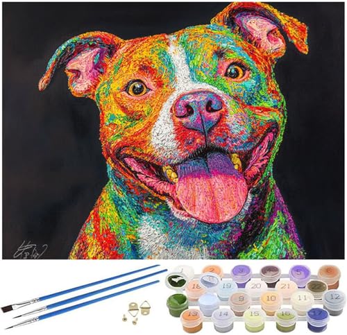 Malen nach Zahlen Erwachsene Tier Paint by Numbers Hund Malen Nach Zahlen Kinder Bastelset, 30x40cm Knitterfreie Leinwand Ölgemälde Set mit Pinsel und Acrylfarbe, Wanddeko, Geschenke für Frauen -51 von Syiboo