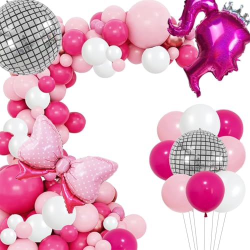 126 Stück Balloons Series Rosa Luftballons Girlande,Pfirsich Matt Weiß Ballon Bogen Girlande Konfetti-Ballons Latex Ballons Schleife Folienballon Hot Rosa Luftballon Für Mädchen Frauen Geburtstag von Syijupo