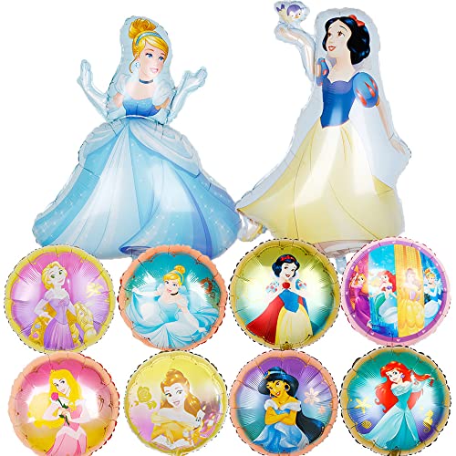 Princess Ballon, Syijupo 10pcs Prinzessin Geburtstag Deko, Kindergeburtstag Partyzubehör Folienballons Helium Geburtstag Set, Foil Princess Balloons für Deko Mädchen Partydekorationen von Syijupo