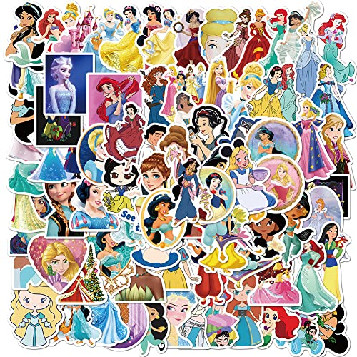 Syijupo 100Pcs Princess Aufkleber, Dekorative Aufkleber Wandtattoo Princess Schlafzimmer Fotoalbum Notebook Skate Fahrrad Koffer Kinder DIY Aufkleber von Syijupo