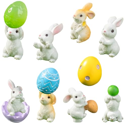 Syijupo 12 Stücke Miniatur Kaninchen Figur,Ostereier Figuren,Figuren Osterhasen,Osterhase Mini Harz,Osterhasen Ornamente,Hase Kuchen Topper für Osterbonus Desktop Mikro Landschaft von Syijupo