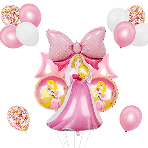 Syijupo 16 Pcs Prinzessin Party Ballon Dekoration, Kind Prinzessin Themed Geburtstag Dekorationen Set Ballons Latex und Aluminiumfolie Toll für Kinder Geburtstagsparty (Rosa) von Syijupo