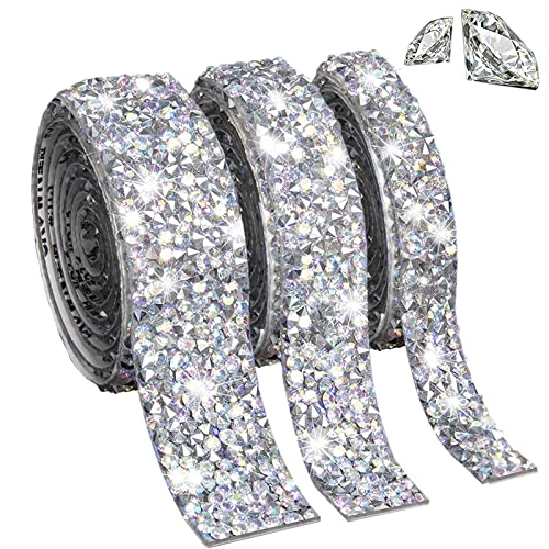 3 Pcs Diamantband selbstklebend,glitzersteine selbstklebend silber,Strass Diamant Band Glitzerband Strassband Deko Strasssteine Band Glitzersteine für Hochzeit Geburtstag DIY Dekoration Kunsthandwerk von Sykerout