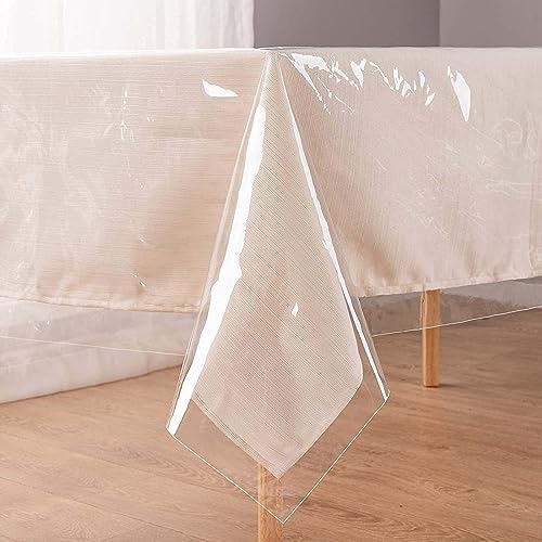 Tischdecke Folie durchsichtig, 0.18 mm Dicke 137 * 213cm PVC Tischfolie Tischdecke Transparent Tischdecke Transparent Tischfolie Tischschutz-Folie Plastik-Tischdecken Wasserabweisend (137 * 213cm) von Sylanda