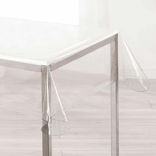 Tischdecke Folie durchsichtig, 0.18 mm Dicke 137 * 213cm PVC Tischfolie Tischdecke Transparent Tischdecke Transparent Tischfolie Tischschutz-Folie Plastik-Tischdecken Wasserabweisend (153 * 213cm) von Sylanda