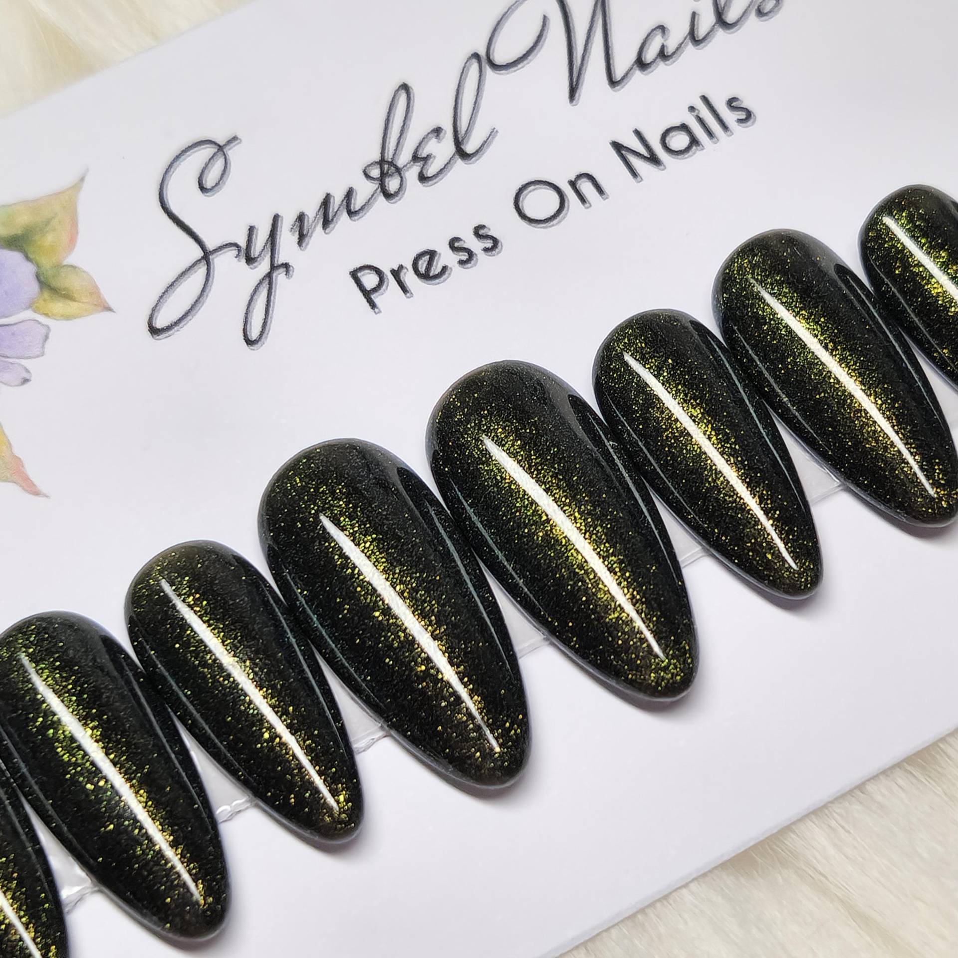 Dunkel Grün Press On Nails Mit Glitzer von SymbelNails