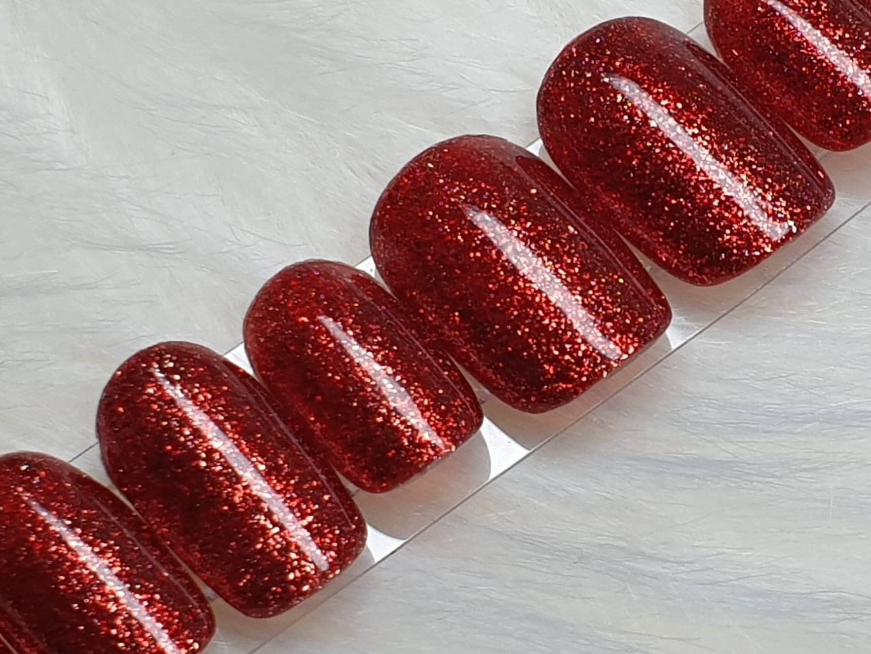 Rot Mit Glitzer Press On Nails von SymbelNails