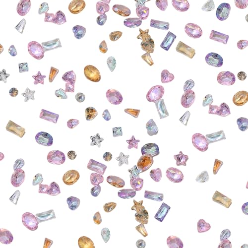 100 Stück Nail Art Strasssteine, Multi Formen Kristall Flatback Strasssteine, 3D Kristall Edelstein Nail Art Supplies Diamanten für Maniküre Handwerk Gesichter Augen Makeup Kunsthandwerk (50 Stück) von Symphonyw