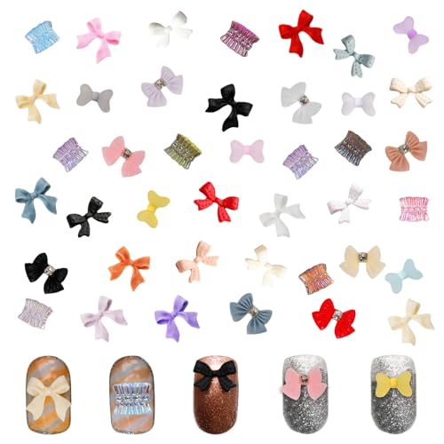 200 Stück 3D Nageldekorations Sets, Acryl Schleifen Nagelkunst Charms, Bogen Nagelzubehör chleifen Nagelanhänger Edelsteine für Nagelkunst Handwerk und Dekoration (Mix-B) von Symphonyw