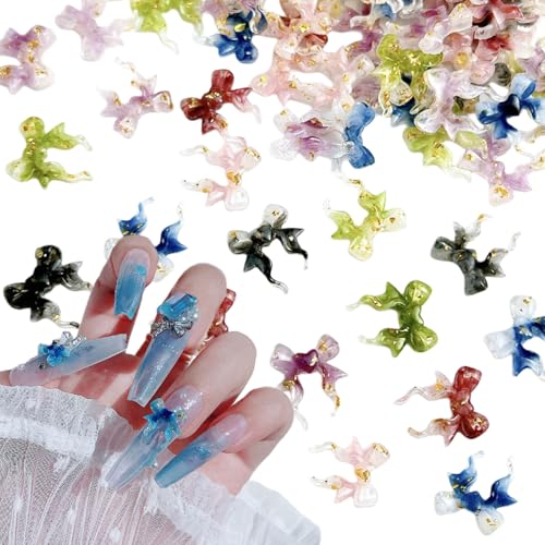 3D Schleifen Nagel Dekorations, 100 Stück Bow Nail Charms, Nagel Strasssteine Nageldekorationen für Nail Art Design DIY Schmuckherstellung (Mix) von Symphonyw