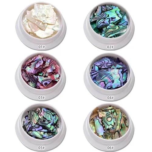 Abalone Shell Flakes für Nail Art, Gemischte Größe 3D Abalone Shell Düfte für Nagel, Bunte unregelmässige Abalone Seashell Slices Nail Glitter Maniküre DIY Paillette Zubehör (Set B) von Symphonyw