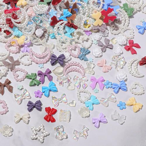 Acryl Nägel Charms Strasssteine, 400 Stück Multi Shapes Nagel Kunst Strassstein Dekorations, Blumen Schleife Herz Schmetterling Nail Steine für Maniküre DIY Handwerk Schmuck Zubehör (Mehrfarbig) von Symphonyw