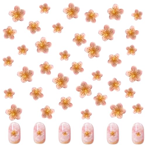 Blumen Nagelkunst Charms, 150 Stück Flower Nail Charms 3D Nägel Dekorations, Acryl Flower Nagelkunst Strasssteine Zubehör für DIY Art Nageldesign (Gelb Kirschblüten Ngel edelsteine) von Symphonyw