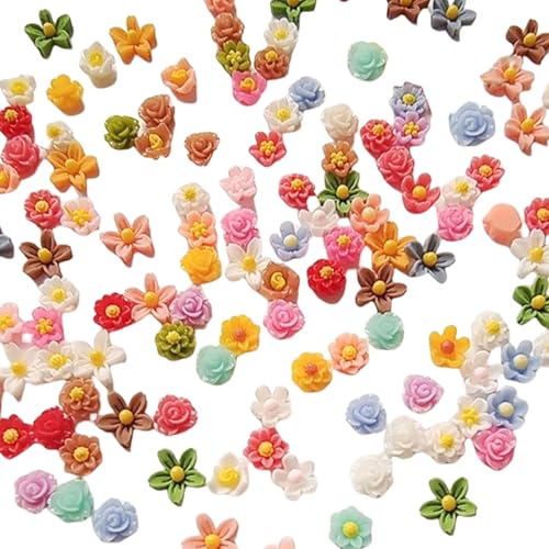 Blumen Nagelkunst Charms, 200 Stück Flower Nail Charms 3D Nägel Dekorations, Acryl Flower Nagelkunst Strasssteine Zubehör für DIY Art Nageldesign (Vielfalt Blume Nagel Edelsteine) von Symphonyw