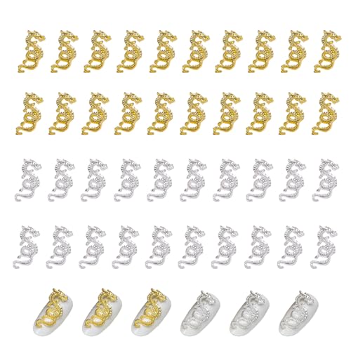 Nagel Art Dekorations, 40 Stück Legierungs Drachen Nagelschmuck, 3D Metall Nail Charms für Frauen Mädchen DIY Nail Art Decor Nail Art Schmuckherstellung (Mix-D) von Symphonyw