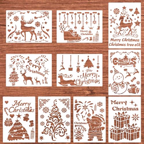 Schablonen Weihnachten,32 Stück Acryl Zeichenschablonen Winter Wiederverwendbar Malschablonen, Weihnachten Schablonen für Weihnachtsdekoration, DIY Geschenkkarten, Fenster (weiß 32 Stück) von Symphonyw